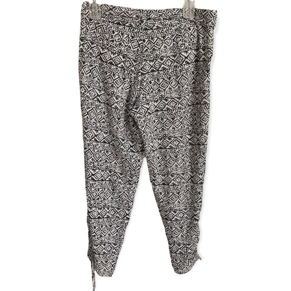 Ralph Lauren LRL Sz 12 Black White Print Pants Belted Drawstring Viscose - Picture 2 of 8